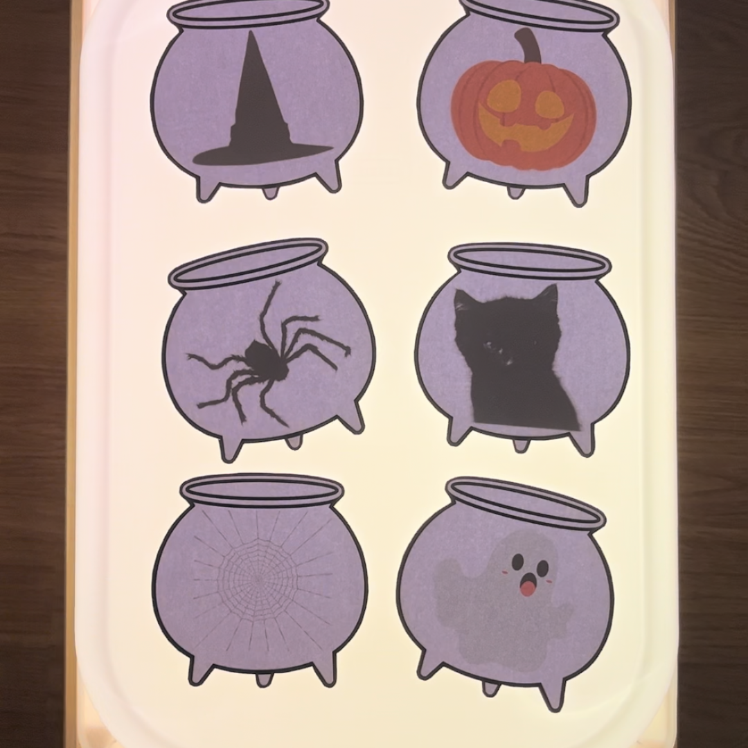 Recurso gratis de Halloween sobre mesa de luz