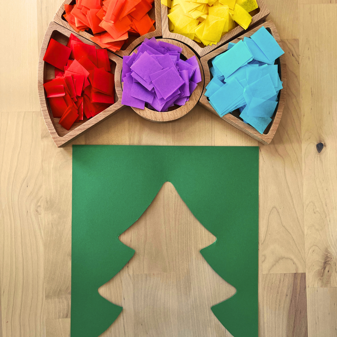 Actividad de árbol de navidad estilo vidriera