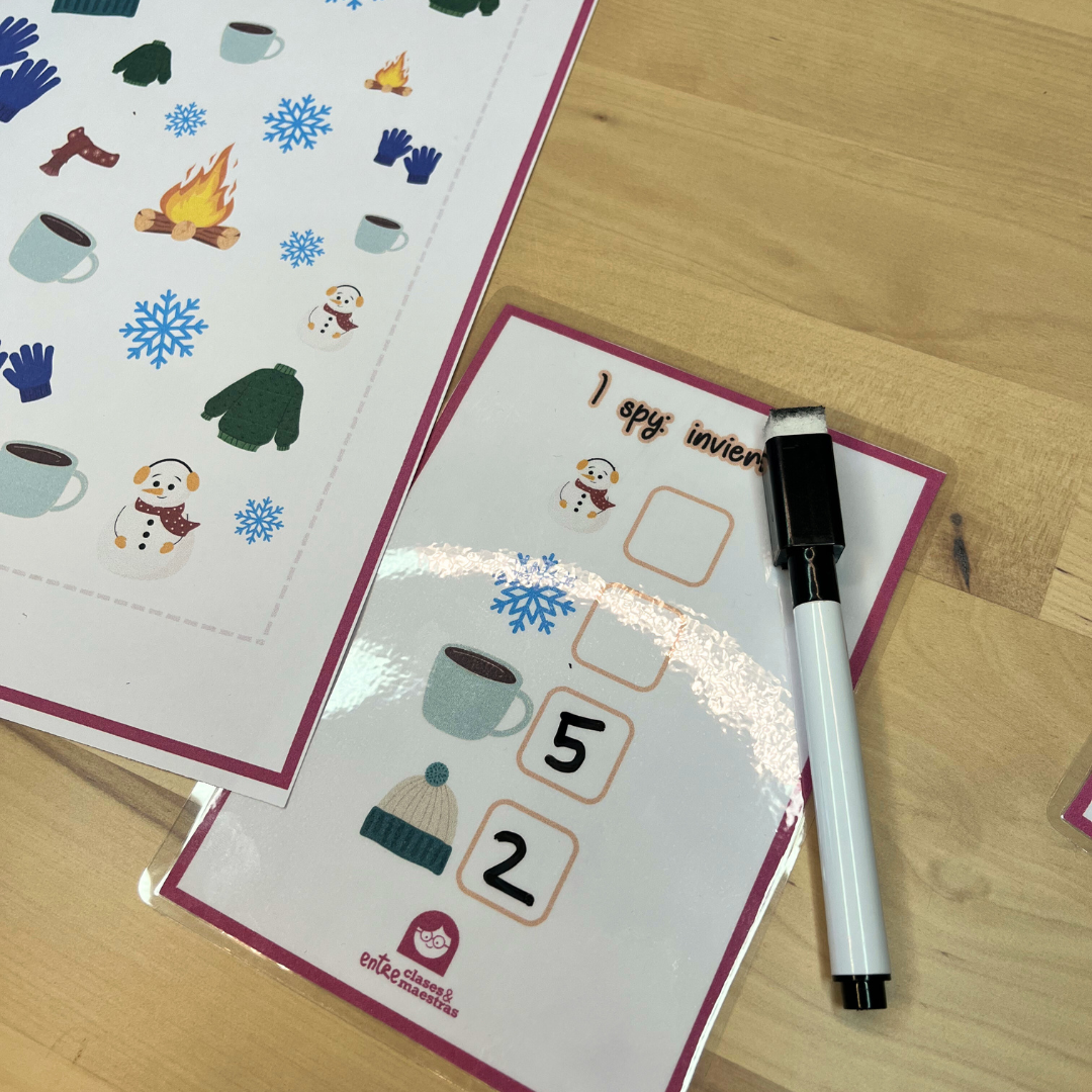 Tarjetas del juego I Spy laminadas para reutilizar