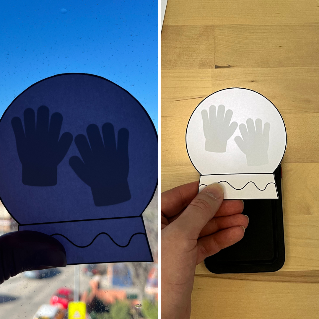 Material en la ventana y en linterna para descubrir la sorpresa