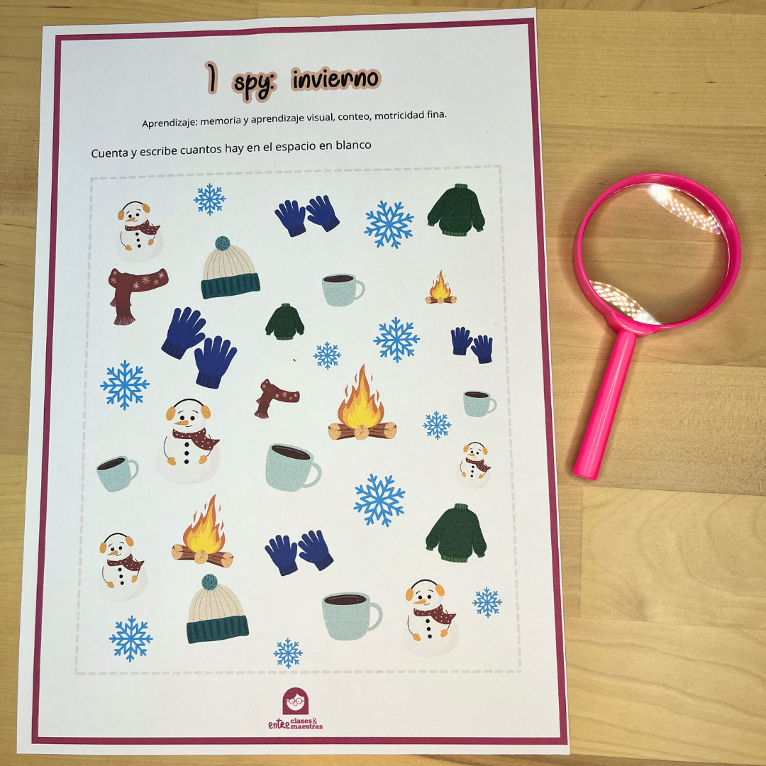 Juego I Spy invierno con lupa