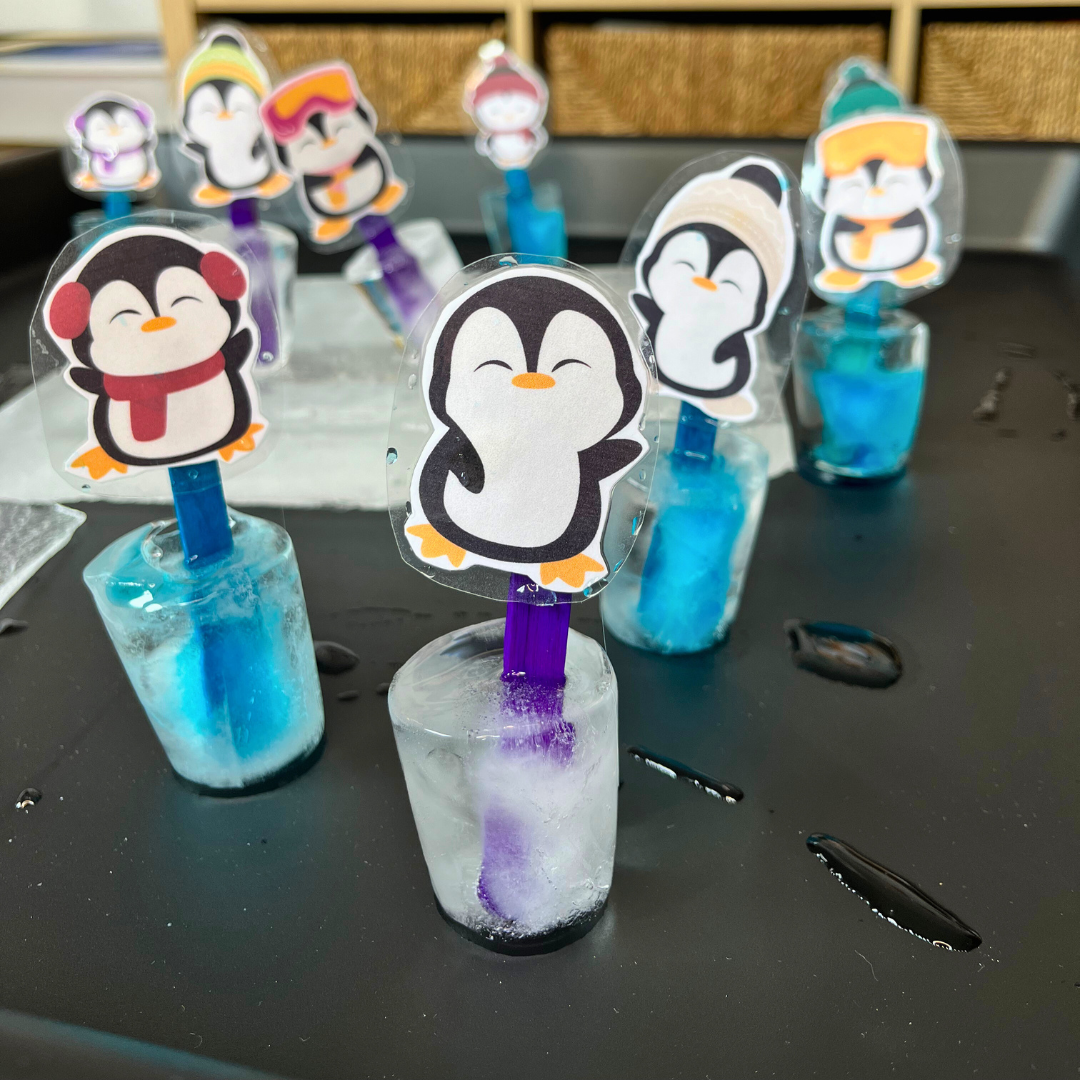 Primer plano pingüinos patinadores