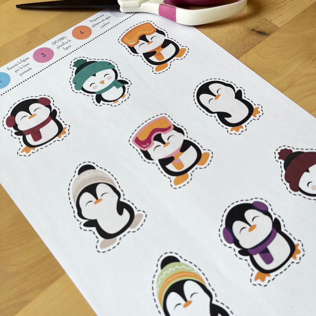 Imprimible gratis de los pingüinos patinadores