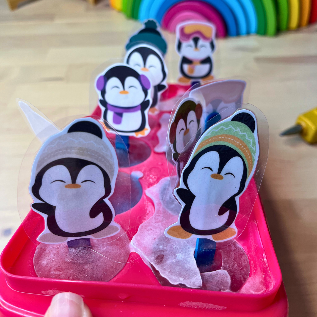 Pingüinos patinadores preparados para la actividad
